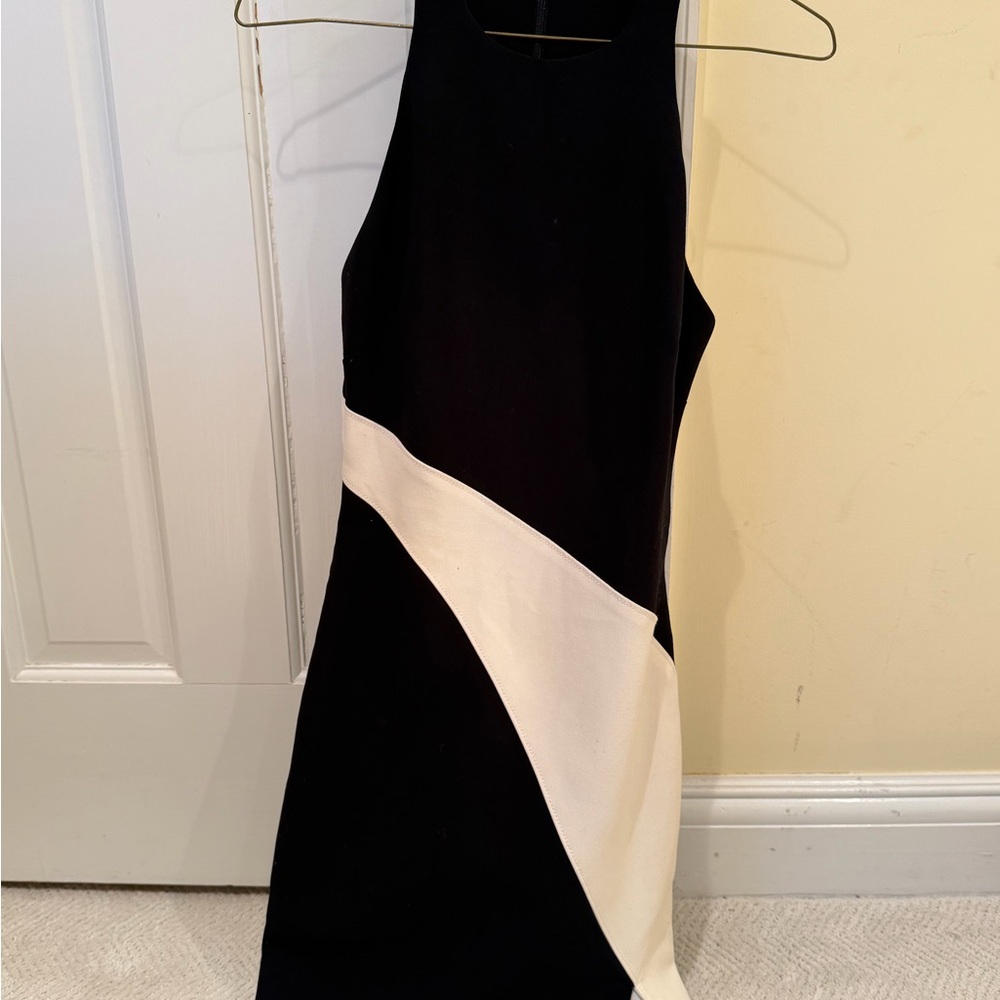 Elizabeth and James Black and Cream Asymmetrical Dress